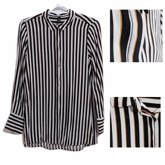 SOYA CONCEPT black and white striped button down shirt size small @E - Picture 1 of 7